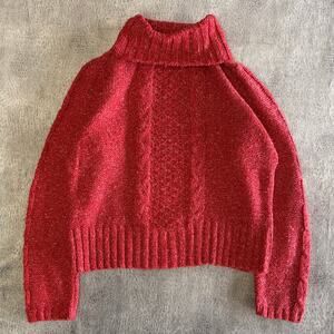 Vintage Chunky Knit Crazy Horse Turtleneck Sweater